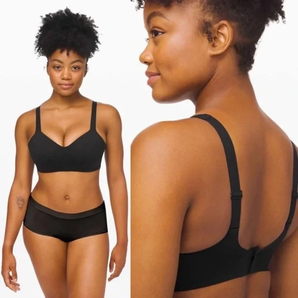 NWT Lululemon Womens Black Adjustable Strap Stretch Hold True T Shirt Bra 38C